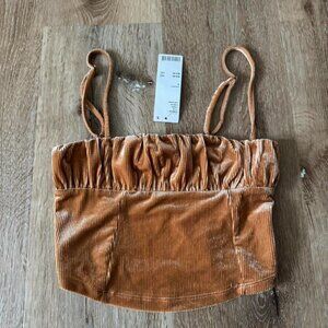 Urban Outfitters NWT Brown/Tan Velvet Crop Top Size S